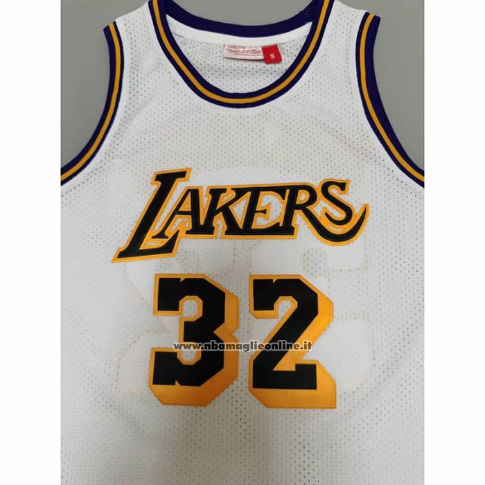 Maglia Los Angeles Lakers Magic Johnson #32 Mitchell & Ness1984-85 Bianco